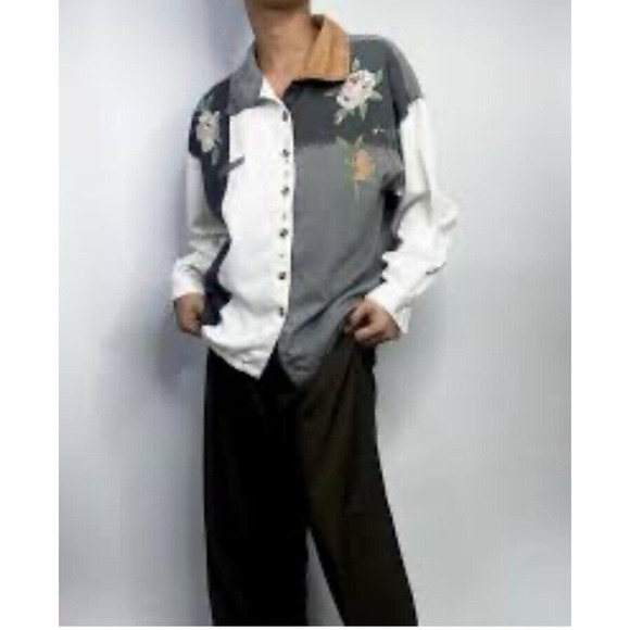 NWT Together Patchwork Embroidered Button-Up Shirt S Detailed Multi Cottagecore‎ - Picture 1 of 14